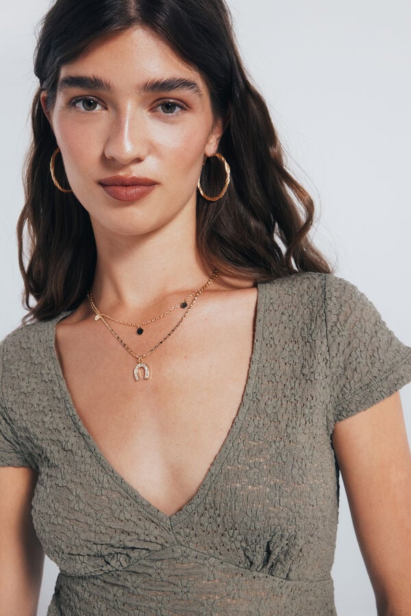 Springfield Top texturizado liso bege