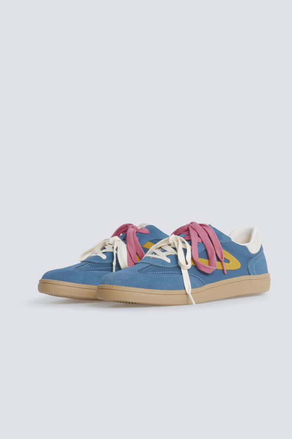 Springfield Sneaker retro em pele azul