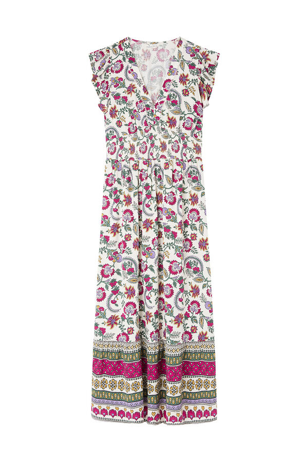 Springfield Floral print midi dress brown