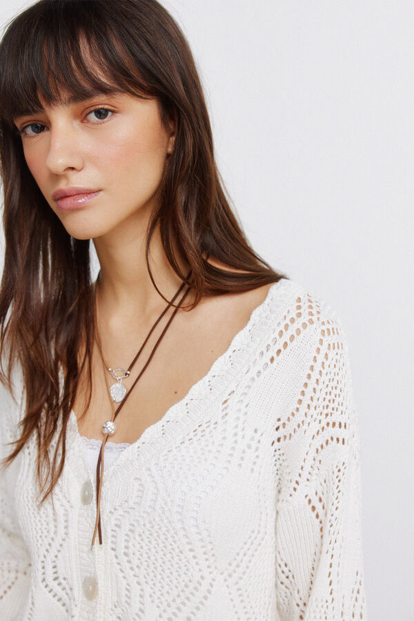 Springfield Casaco de malha pointelle bege