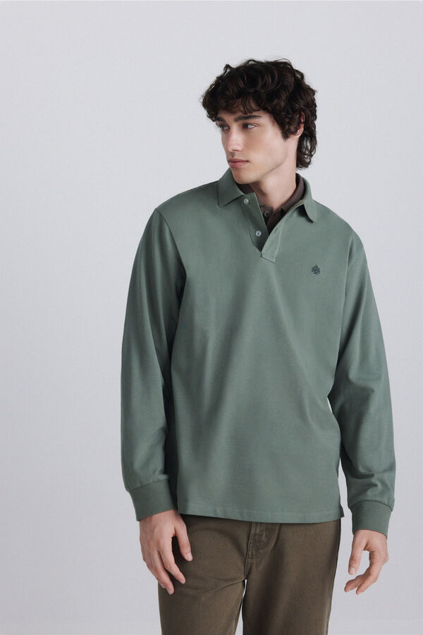 Springfield Polo piqu&eacute; manga comprida regular fit verde