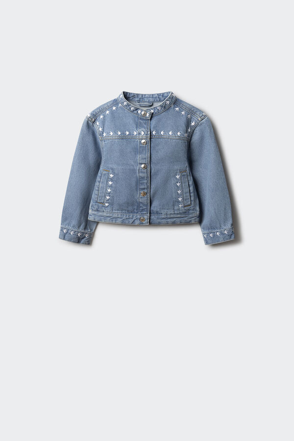 Springfield Kids Jaqueta denim bordado de menina azul