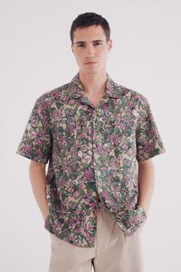 Springfield Camisa manga corta lino estampada