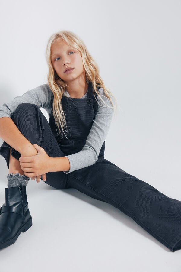 Springfield Kids Macacão xadrez feminino cinzento