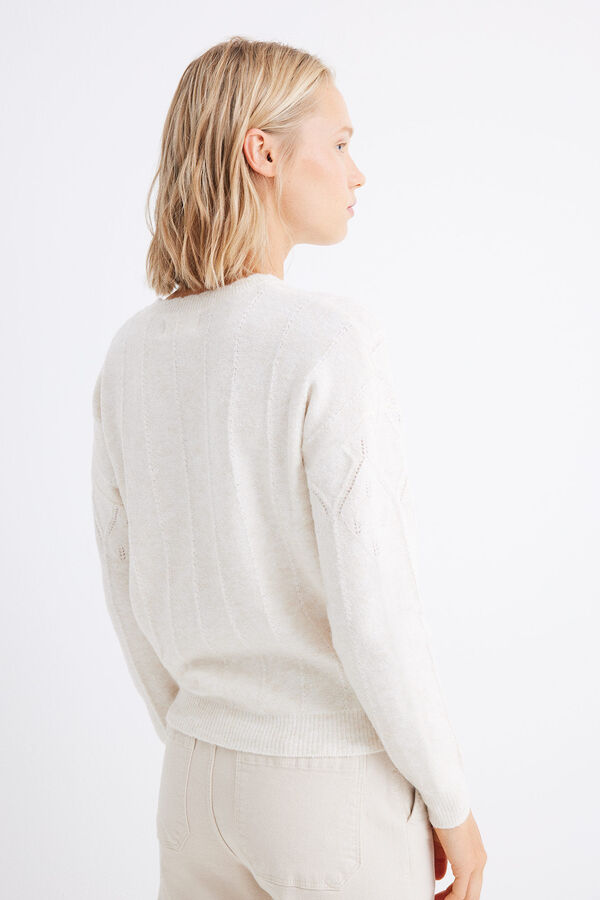 Springfield Front pointelle sweater ecru