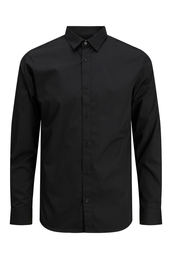 Jack & Jones PLUS Poplin long sleeve shirt black