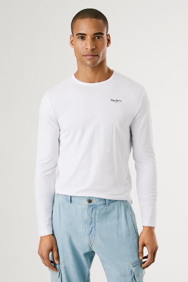 Pepe Jeans Camiseta Slim Fit Manga Longa branco