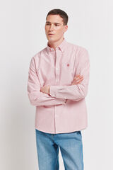 Springfield Camisa oxford &agrave;s riscas sem vincos vermelho