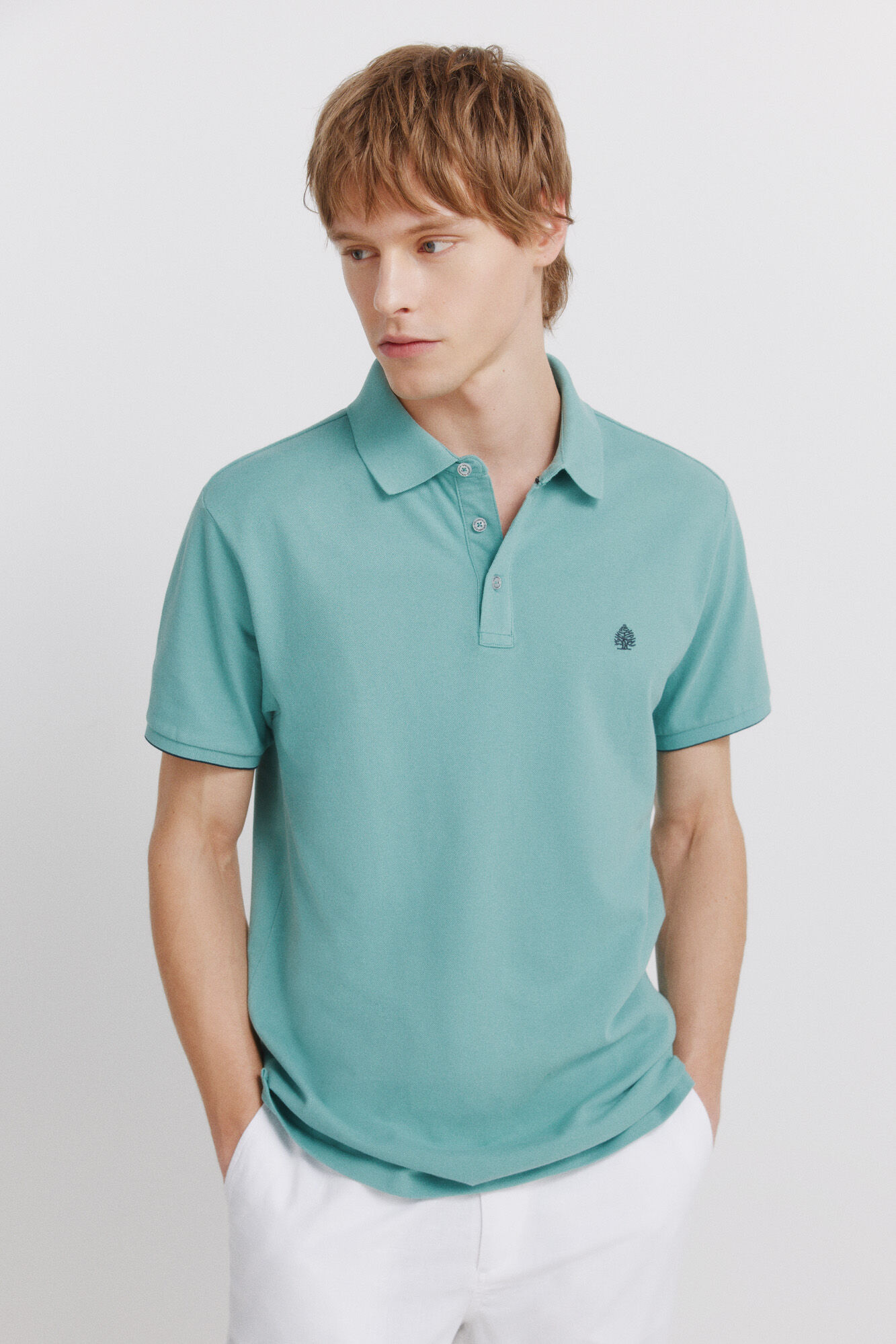 Springfield Polo piqu&eacute; punho em contraste slim fit