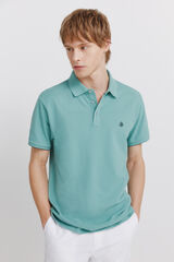 Springfield Polo piqu&eacute; punho em contraste slim fit azul