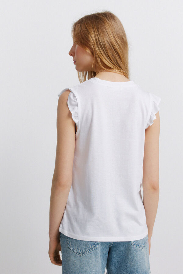 Springfield T-shirt com folhos e renda branco