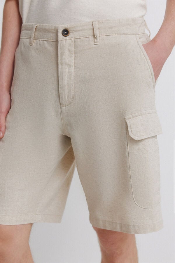 Springfield Bermudas de linho cargo comfort fit branco