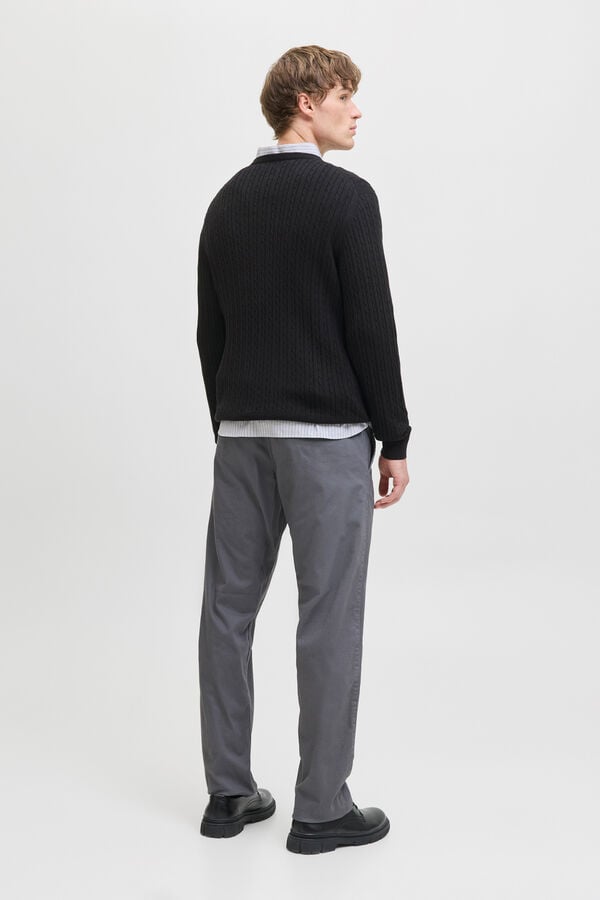 Jack & Jones Camisola de malha trançado preto