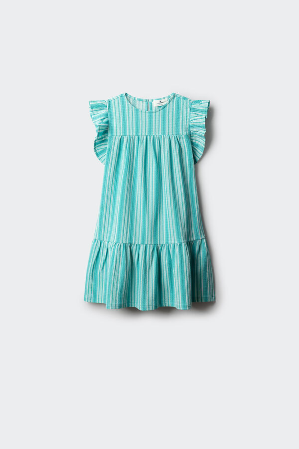 Springfield Kids Vestido de riscas para menina verde