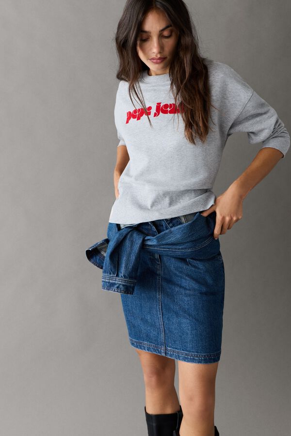 Pepe Jeans Sudadera de cuello redondo logo gris