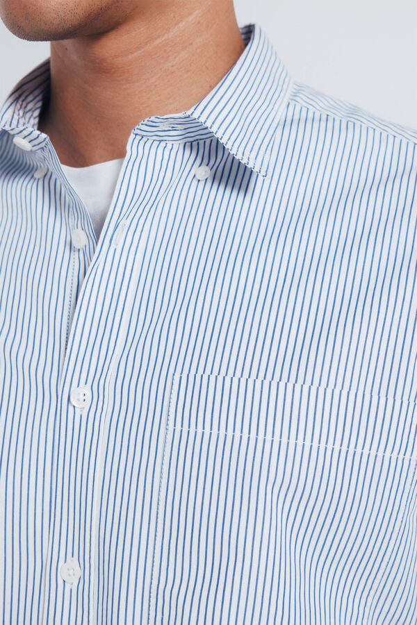 Springfield Camisa de popelina riscas azul