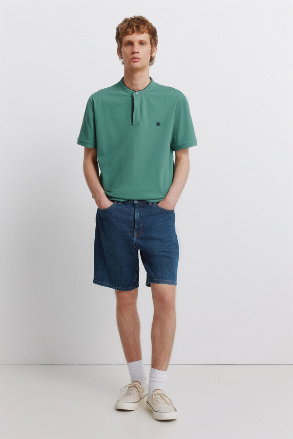 Springfield Polo em piqu&eacute; gola mao slim fit verde