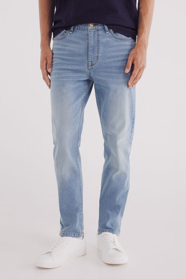Springfield Calça jeans skinny fit tingida azul