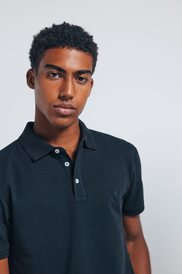 Springfield Slim fit piqué polo shirt black