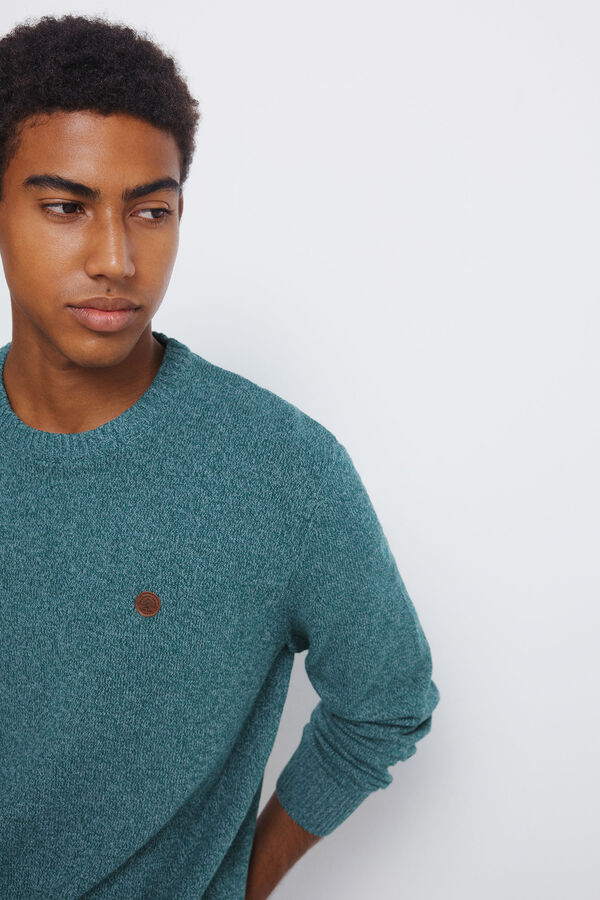 Springfield Camisola liso de fantasia torcida azul