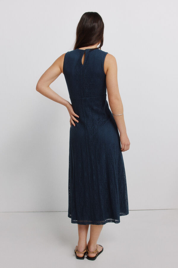 Springfield Embroidered midi dress with straps blue