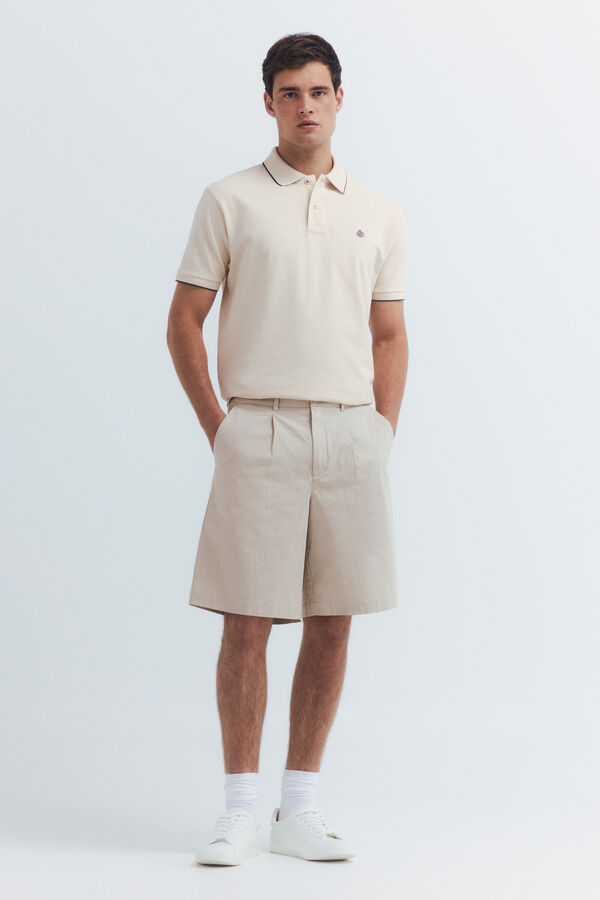 Springfield Polo piqué chique com gola estilo regular fit bege