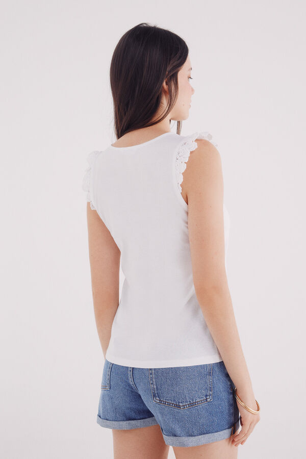 Springfield Camiseta volantes crochet estampado