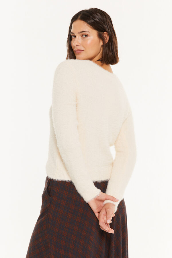 Systemaction Suéter de cabelo de festa bege