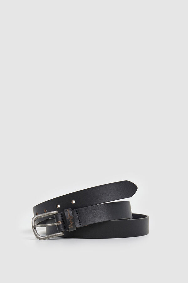Pepe Jeans Leather buckle belt black