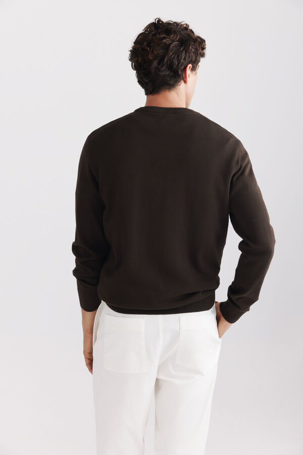 Springfield Camisola b&aacute;sica gola redonda castanho