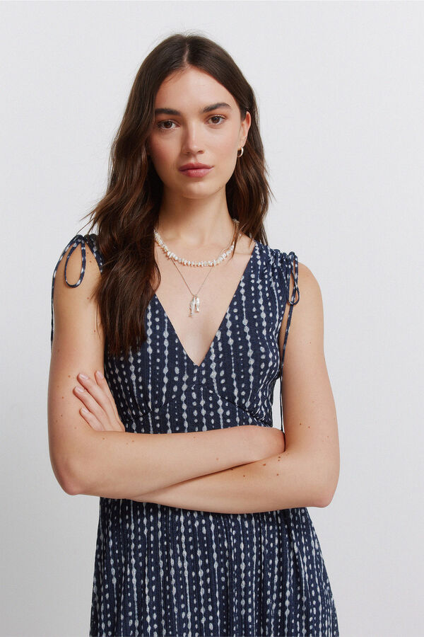 Springfield Vestido de al&ccedil;as com franzidos nos ombros azul