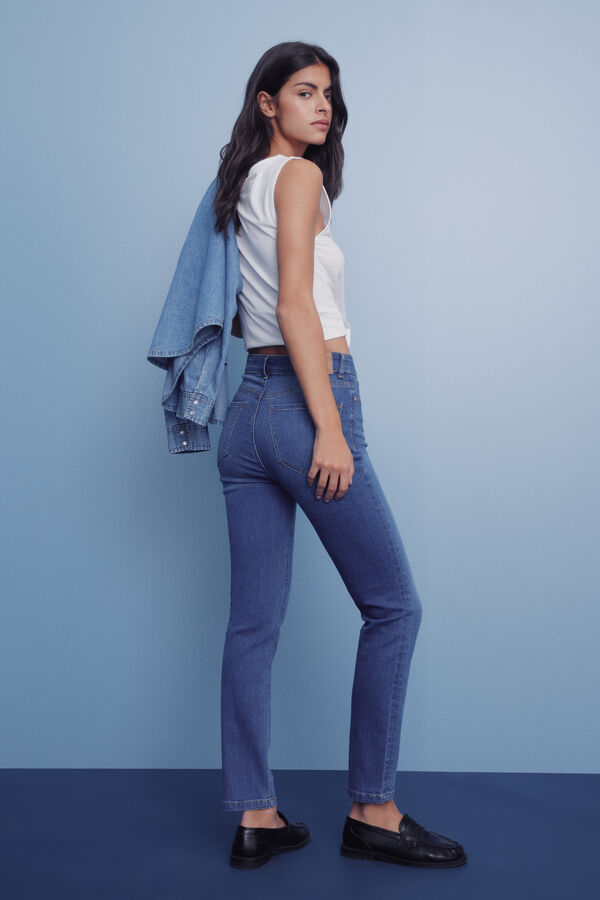 Springfield Calça jeans slim cropped azul