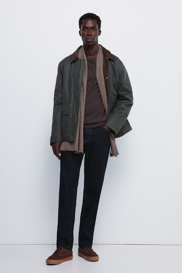 Springfield Parka curta com gola de veludo cotelê estampado