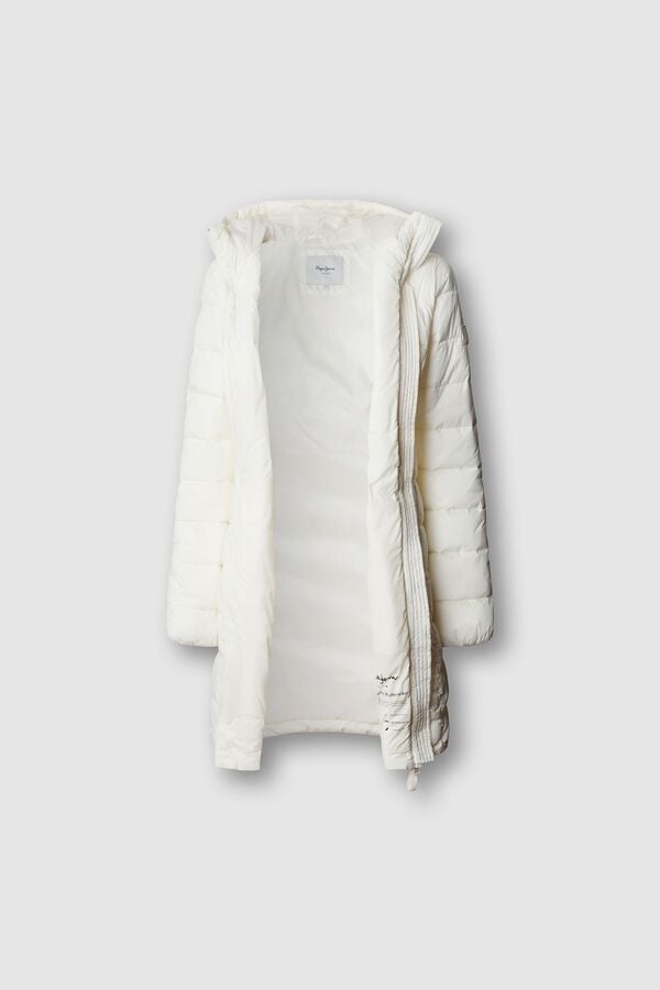 Pepe Jeans Sobretudo acolchoado com capuz e bolsos branco