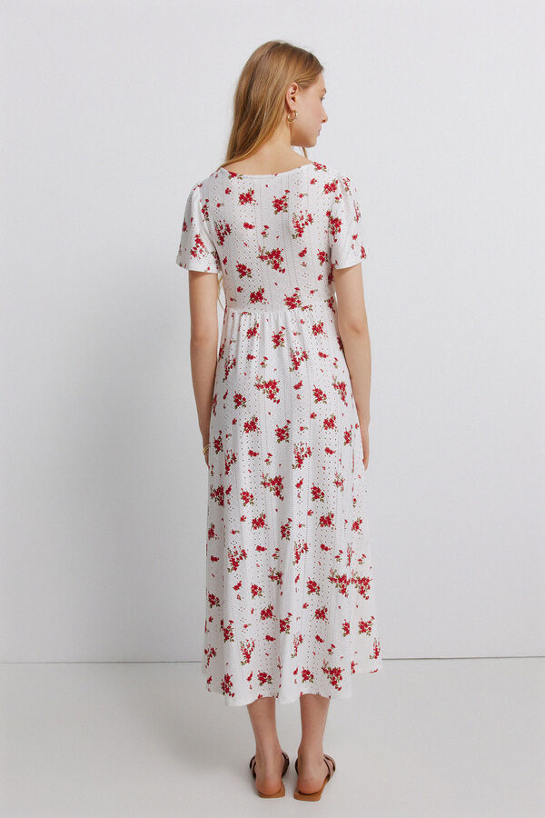Springfield Vestido midi bordado su&iacute;&ccedil;o vermelho
