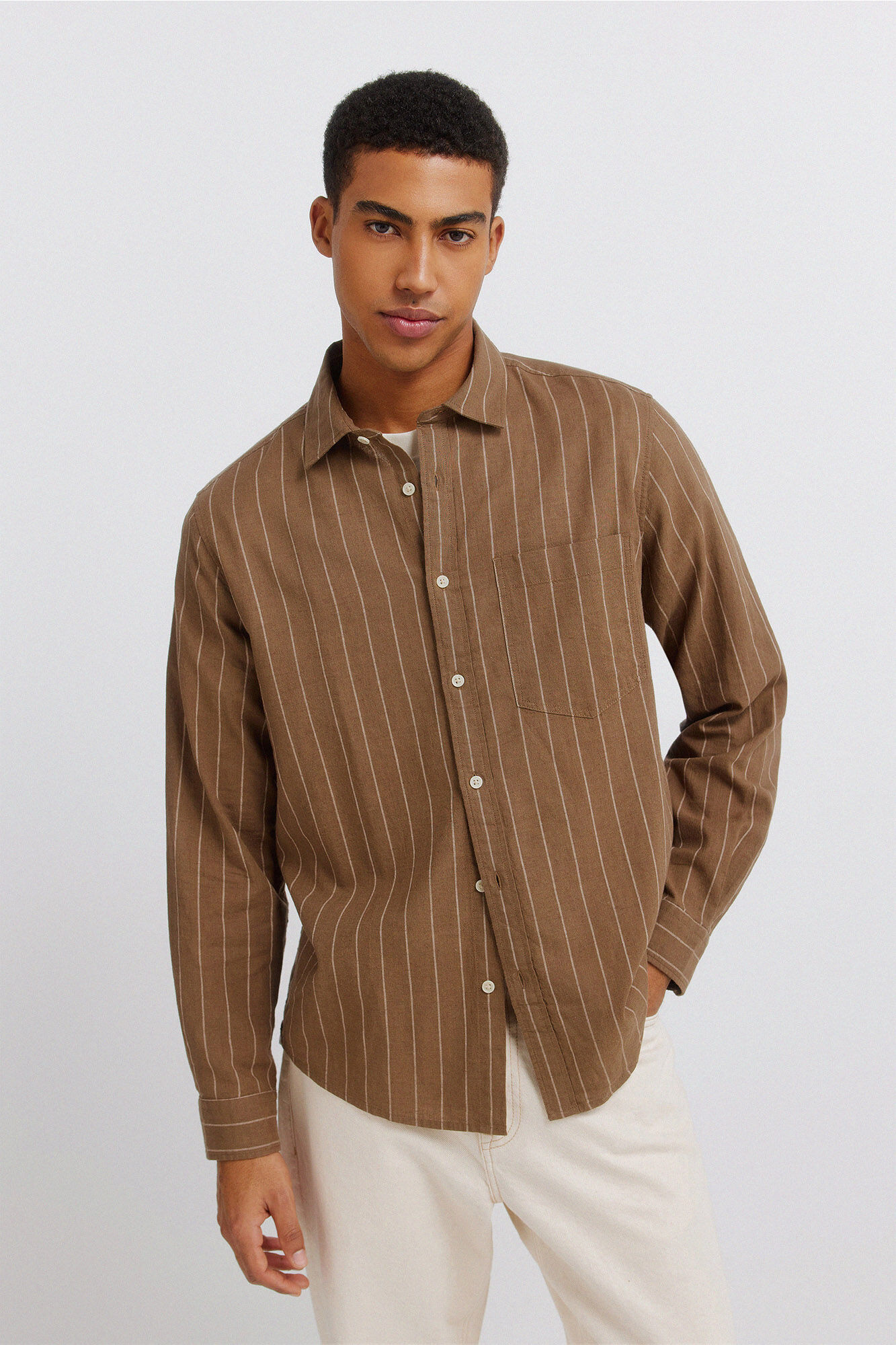 Springfield Camisa de riscas com linho