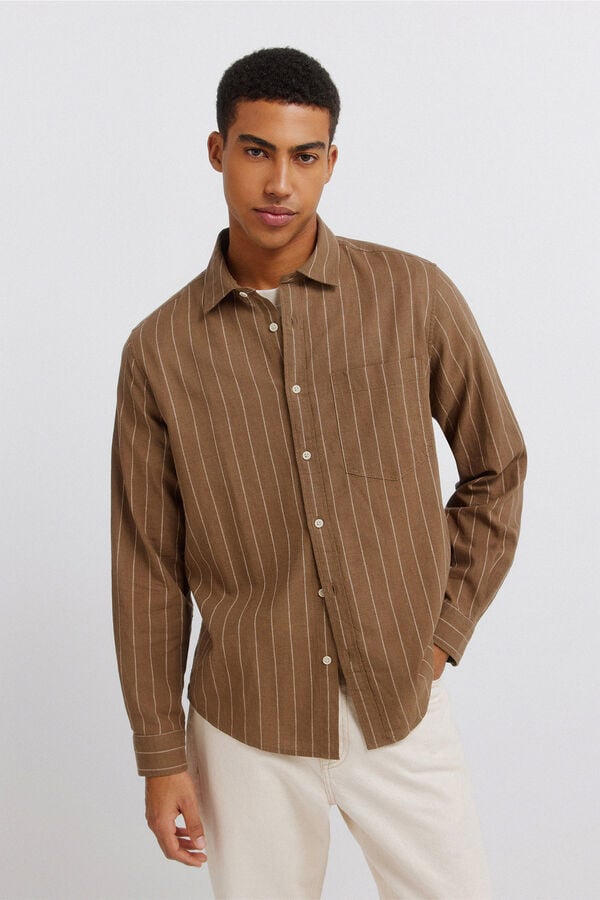 Springfield Camisa de riscas com linho cru