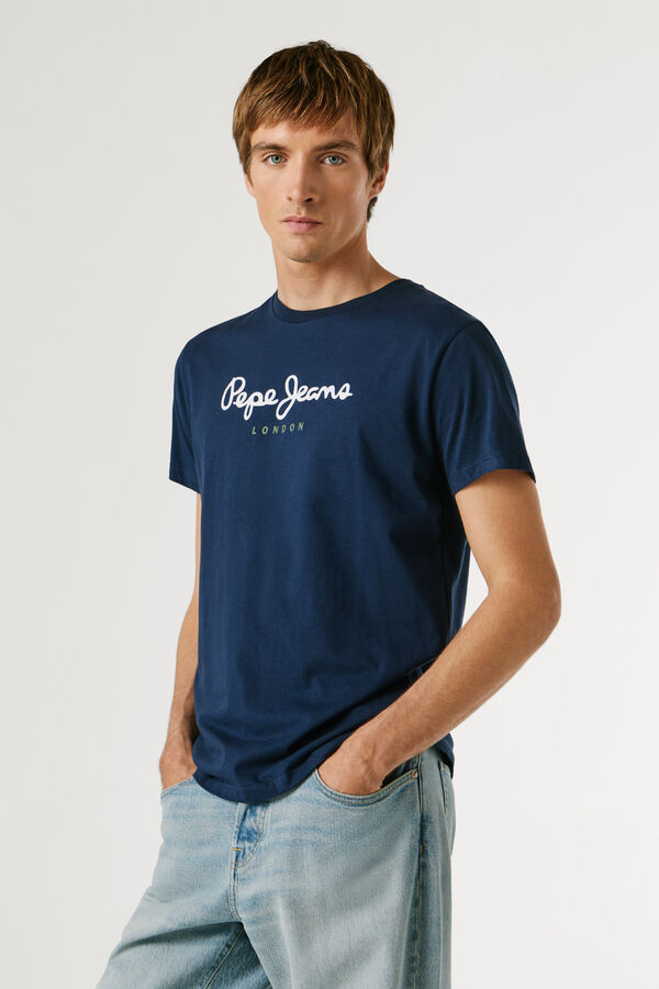 Pepe Jeans T-shirt de manga curta com logo azul