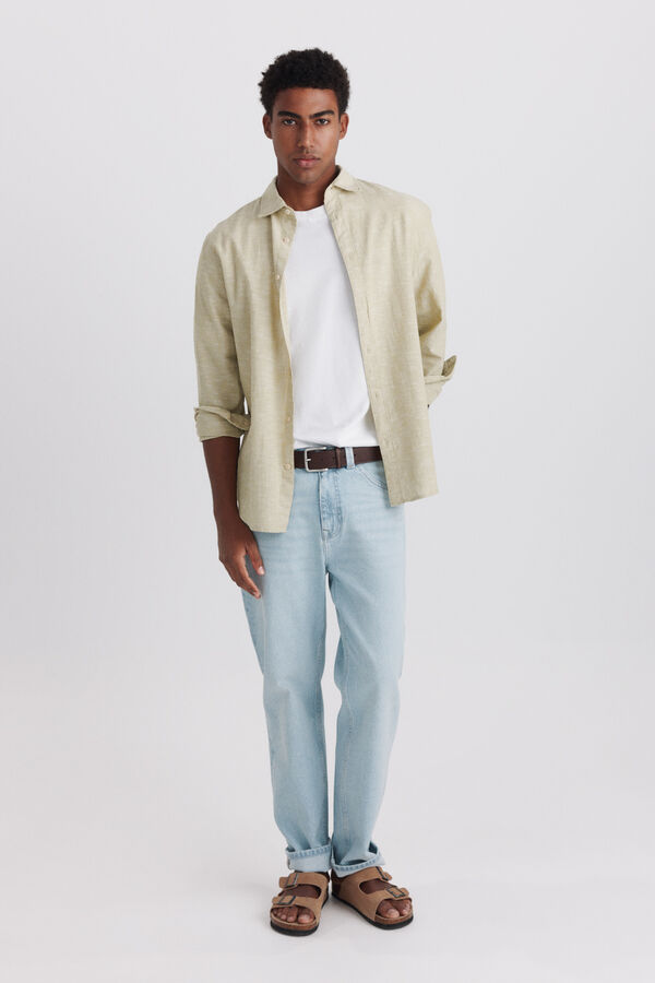 Springfield Camisa tipo lino kaki