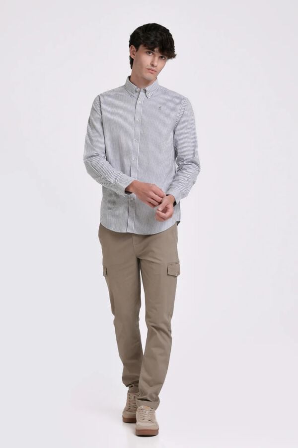 JVZ Camisa Oxford de riscas cru