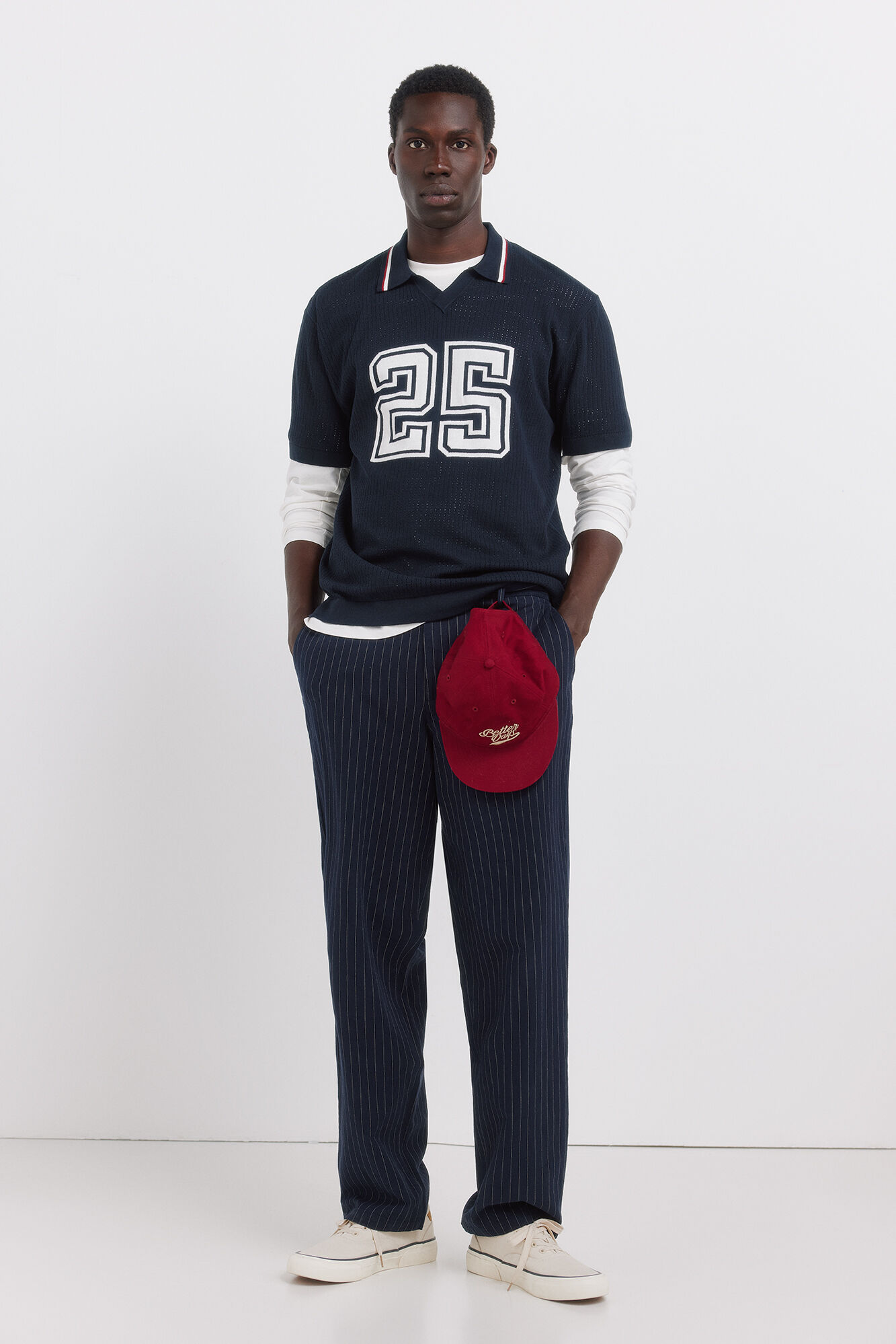 Springfield Cal&ccedil;as chino em linho &agrave;s riscas straight fit