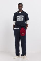 Springfield Cal&ccedil;as chino em linho &agrave;s riscas straight fit azul