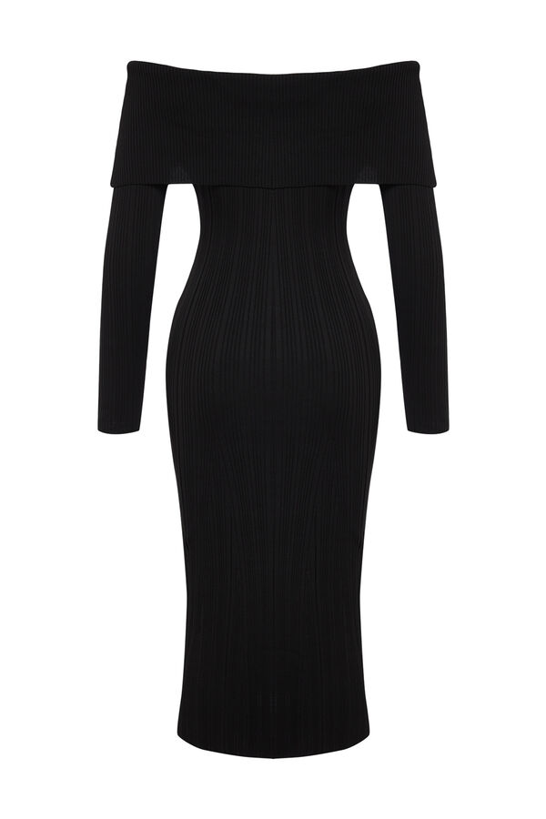 Trendyol Vestido midi ombros descobertos preto