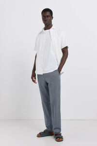 Springfield Cal&ccedil;as chino em linho &agrave;s riscas straight fit