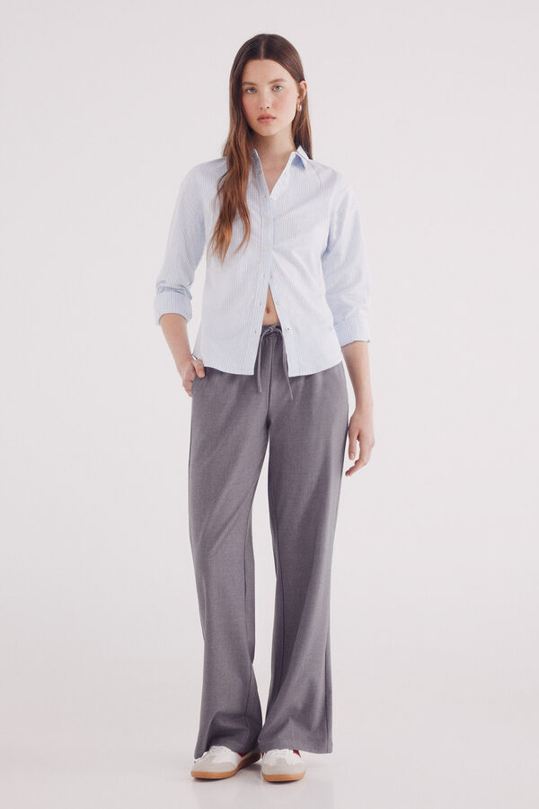 Springfield Camisa de algodão Oxford azul