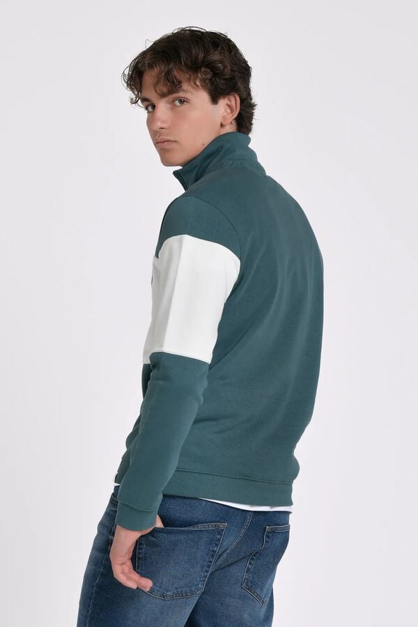 JVZ Sweatshirt de gola alta com meio fecho-&eacute;clair verde