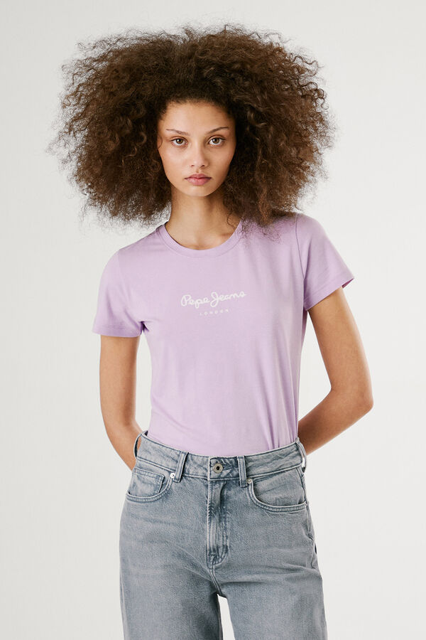 Pepe Jeans  Camiseta básica de manga curta com logo frontal rosa
