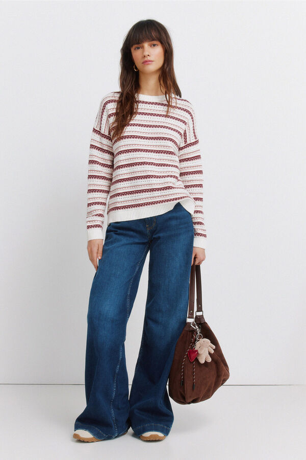 Springfield Camisola estrutura de riscas rosa