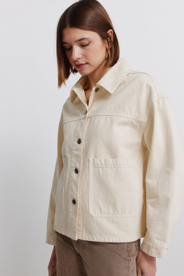 Springfield Casaco oversized em denim castanho