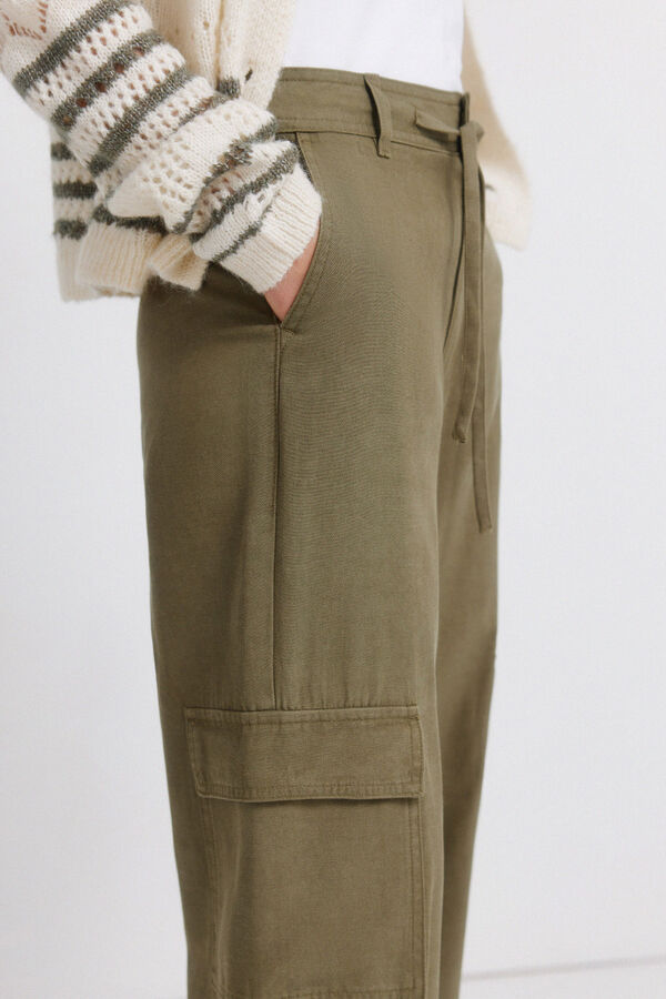 Springfield Cal&ccedil;as cargo em algod&atilde;o Caqui escuro